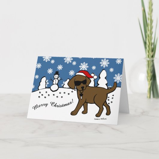 Cool Chocolate Labrador Cartoon Kerst Feestdagen Kaart (Voorkant)