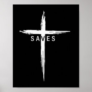 Cool christelijk kruis Jezus redt mannen vrouwen G Poster