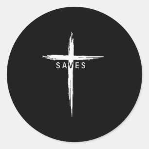 Cool Christelijk Kruis Jezus Redt Mannen Vrouwen G Ronde Sticker