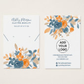 Cool chute orangé bleu floral boucles d'oreilles (Devant & derrière)