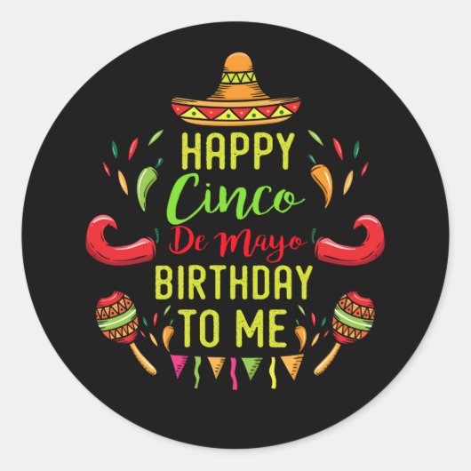 Cool Cinco de Mayo Birthday 5 mei Ronde Sticker (Voorkant)