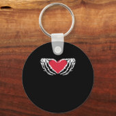 Cool Classic Grappig Skelet Handen Hart - Valentin Sleutelhanger (Voorkant)