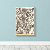 Cool classic  japans demon samurai gevecht canvas afdruk (Insitu (Houten vloer))