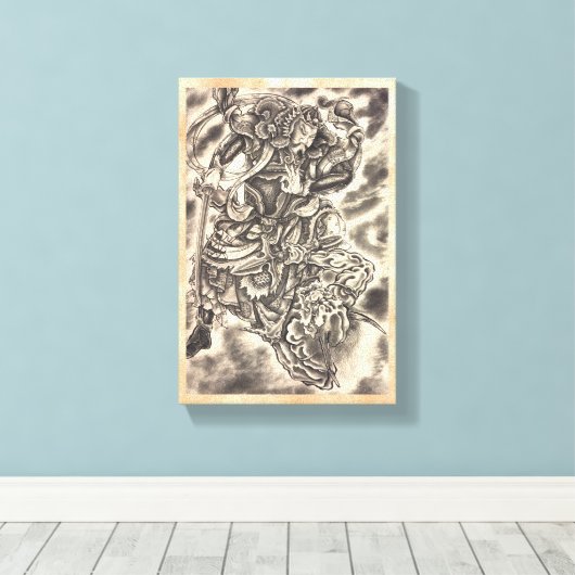 Cool classic  japans demon samurai gevecht canvas afdruk (Insitu (Houten vloer))