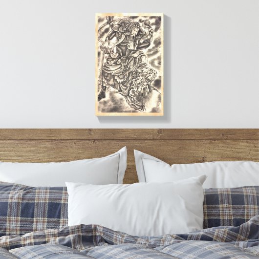 Cool classic  japans demon samurai gevecht canvas afdruk (Insitu (Slaapkamer))