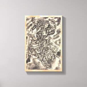 Cool classic  japans demon samurai gevecht canvas afdruk