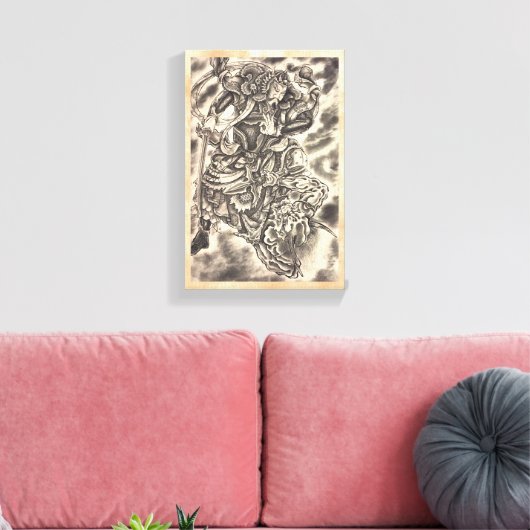 Cool classic  japans demon samurai gevecht canvas afdruk (Insitu (Woonkamer))