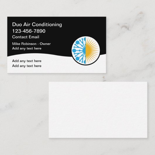 Cool Climatisation Carte de visite moderne (Devant / Derrière)