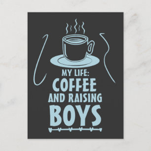 Cool Coffee Lover Moederdag Raising Boys mama Briefkaart