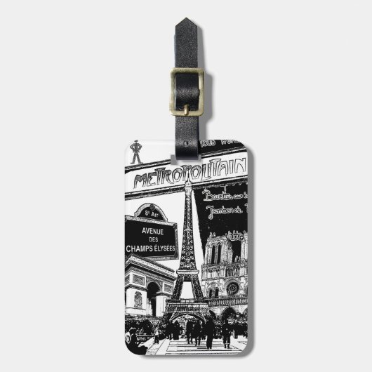 Cool Collage of Photo Illustrations of Paris Bagagelabel (Voorkant verticaal)