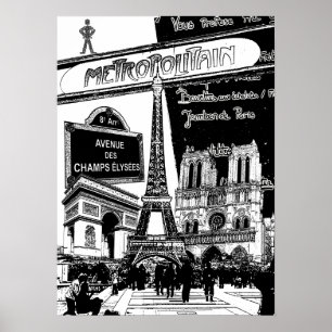 Cool Collage of Photo Illustrations of Paris Poster