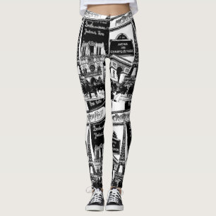 Cool Collage Photo Illustrations Paris Sights Leggings