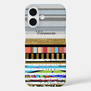 Cool Color Stripes Aangepast iPhone 16 Hoesje