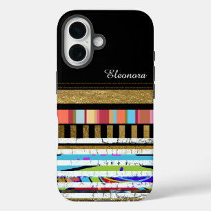 Cool Color Stripes met haar naam Custom iPhone 16 Hoesje
