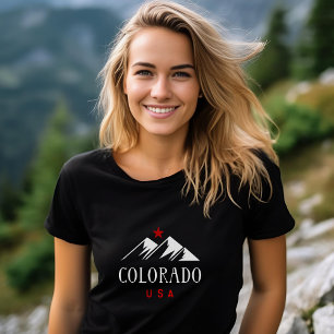 Cool Colorado USA Bergen met Sterren Donkere Kleur T-shirt