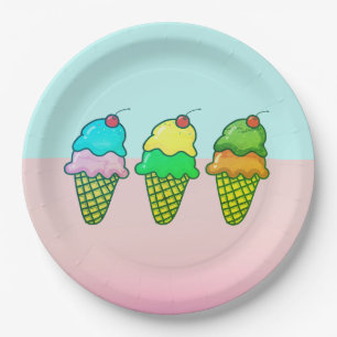 Cool Colorful Ice Cream Cones - Persoonlijk Papieren Bordje