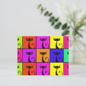 Cool Colorful Kitty Cat Pop Art Briefkaart (Staand voorkant)