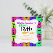 Cool Colorful Kitty Cat Pop Art Kaart (Staand voorkant)