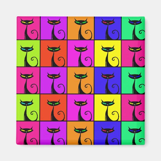 Cool Colorful Kitty Cat Pop Art Magneet (Voorkant)