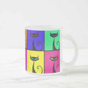 Cool Colorful Kitty Cat Pop Art Matglas Koffiemok