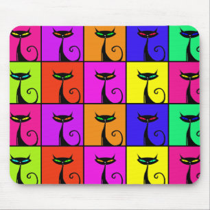 Cool Colorful Kitty Cat Pop Art Muismat