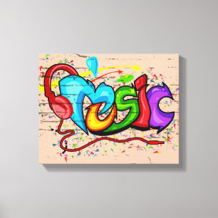 Cool Colorful Music Graffiti Canvas Afdruk