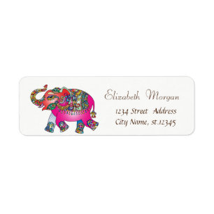 Cool Colorful Paisley Floral Elephant Etiket