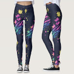 Cool Colorful Stars Fireworks Motif d'aquarelle<br><div class="desc">leggings cool à la mode avec feux d'artifice motif avec étoiles colorées | magenta rose jaune et motif d'aquarelle bleue sur un arrière - plan foncé. Parfait pour un réveillon du Nouvel An ou toute autre fête de feux d'artifice.</div>