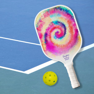 Cool Colorful TieDye Pattern Aangepaste tekstnaam Pickleball Paddle