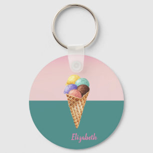 Cool Colorful Waterverf Ice Cream Sleutelhanger
