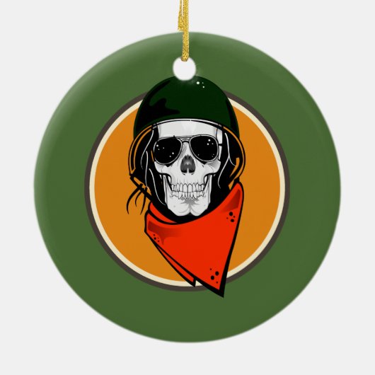 Cool Combat Skull Keramisch Ornament (Achterkant)