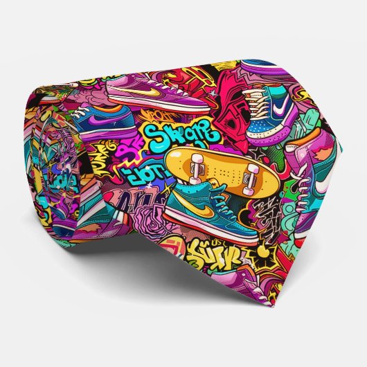 Cool comic graffiti tiled pattern  stropdas (Opgerold)