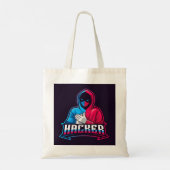Cool Computer Hacker Cartoon Tekening Tote Bag (Achterkant)