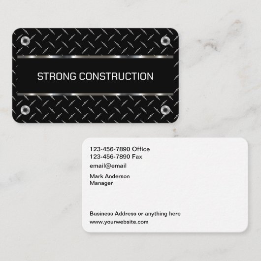 Cool Construction Masculine Cartes de visite (Devant / Derrière)