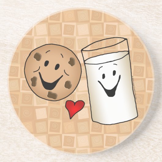 Cool Cookies en Milk Friends Cartoon Zandsteen Onderzetter (Voorkant)