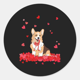 Cool Corgi Valentijnsdag T-shirt Hondenliefhebber Ronde Sticker