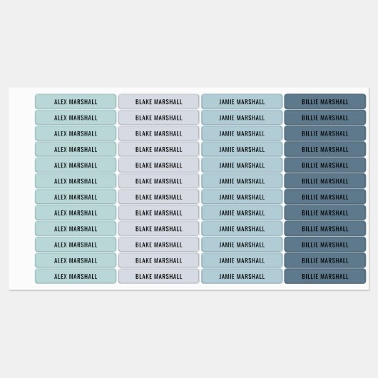 Cool Couleur Codé Enfants étanche Nom Étiquettes (Feuille)