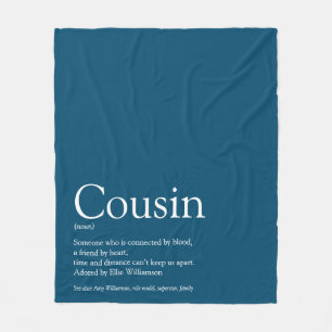 Cool Cousin Definition Modern Blue Fun Fleece Deken