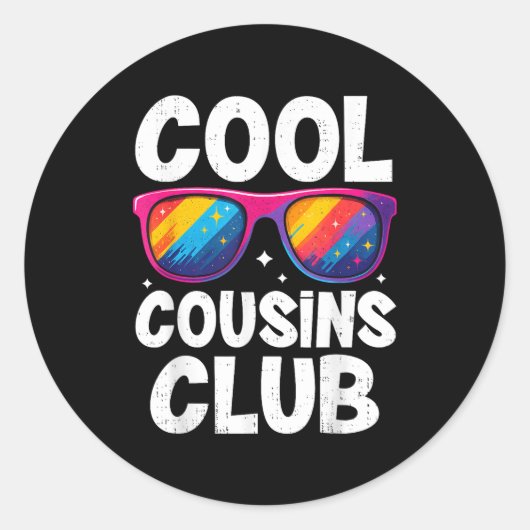 Cool Cousins Club Family Matching Funny Cousin Squ Ronde Sticker (Voorkant)