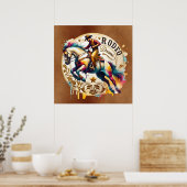 Cool Cowboy Rodeo droomt Poster (Keuken)