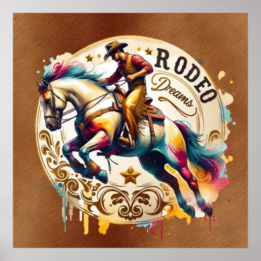 Cool Cowboy Rodeo droomt Poster (Voorkant)