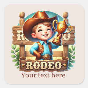 Cool Cowboy Rodeo tekst toevoegen Vierkante Sticker