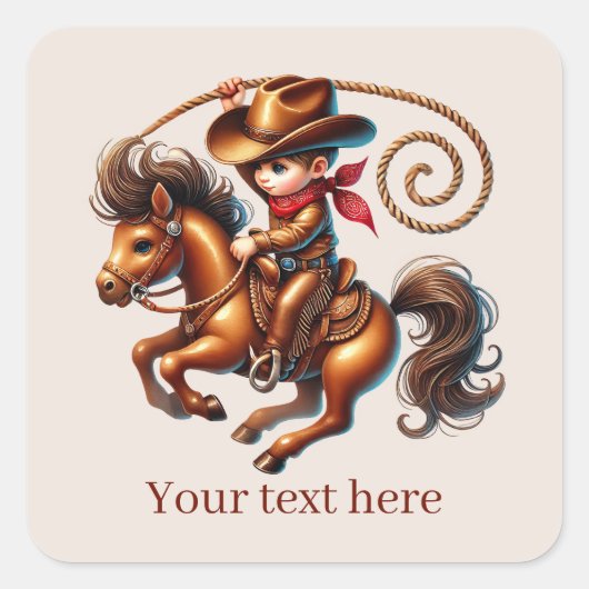 Cool Cowboy tekst toevoegen Vierkante Sticker (Voorkant)
