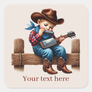 Cool Cowboy tekst toevoegen Vierkante Sticker