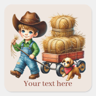Cool Cowboy tekst toevoegen Vierkante Sticker
