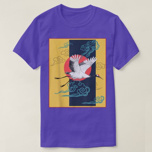 Cool Crane Bird Artwork, Dance of Cranes Japanese  T-shirt (Design voorkant)