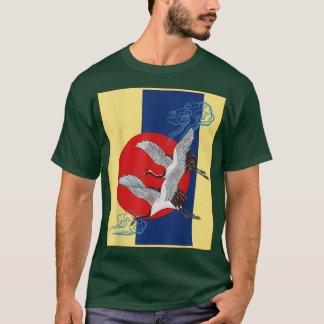 Cool Crane Bird Artwork, Dance of Cranes Japans T-shirt
