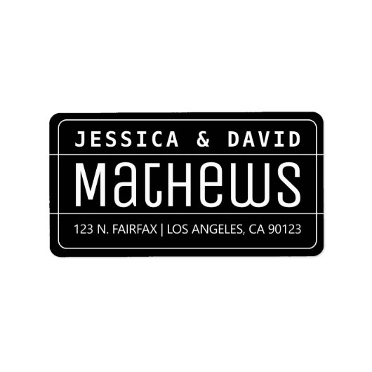 Cool Creative-look zwart-wit etiket (Voorkant)