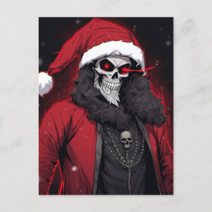 Cool Creepy Anime Cartoon Santa Skull Zombie Demon Feestdagenkaart