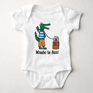 Cool Crocodile Listens to Music Romper